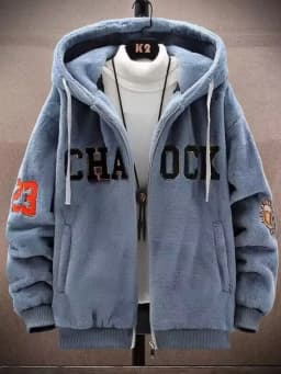 Lamb Velvet Jacket Men's Autumn Winter Casual Hooded Jacket Trendy Brand Particle Velvet Cotton Coat Youth Popular Standard Fit