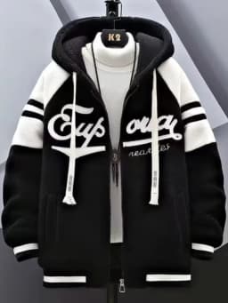 Lamb Velvet Jacket Men's Autumn Winter Casual Hooded Jacket Trendy Brand Particle Velvet Cotton Coat Youth Popular Standard Fit