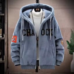 Lamb Velvet Jacket Men's Autumn Winter Casual Hooded Jacket Trendy Brand Particle Velvet Cotton Coat Youth Popular Standard Fit