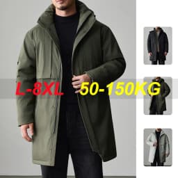 Winter Jackets Men Padded Warm Long Cotton Coats Plus Size 6XL 7XL 8XL Oversize Windbreak Hooded Black Autumn Pockets Loose Male