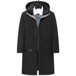 Business Parka Winter Fleece Long Jacket with Hood Windbreaker Mens Coats Casual Thicken Warm Men Long Outwear Clothing Overcoat
