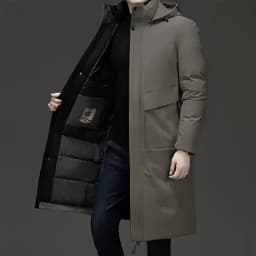 Business Parka Winter Fleece Long Jacket with Hood Windbreaker Mens Coats Casual Thicken Warm Men Long Outwear Clothing Overcoat
