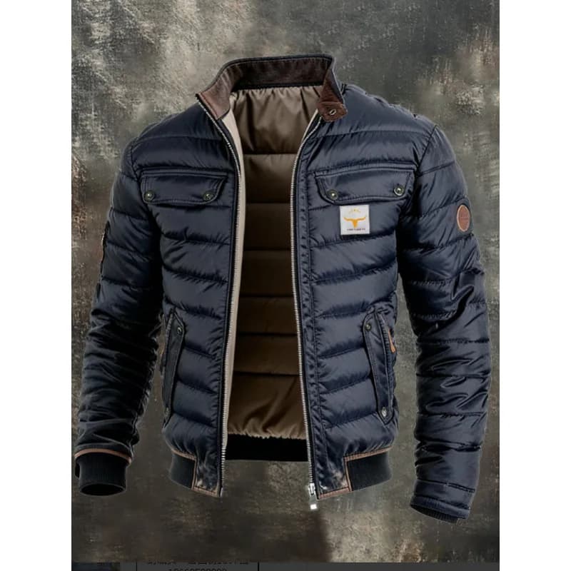 Winter Men Vintage Quilted Patchwork Warm Zipper Outdoor Jackets Puffer Jacket Luxury High Quality Parka Cotton-Padded Coat New