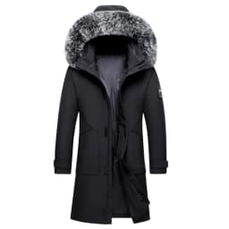 Men's Fleece-lined Thickened Jacket Casual Parka Outdoor Warm Fur Collar Windproof Waterproof Jacket Men's New Jacket Winter