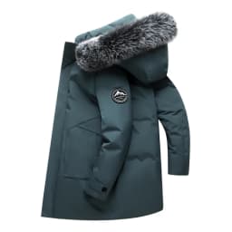 Men's Fleece-lined Thickened Jacket Casual Parka Outdoor Warm Fur Collar Windproof Waterproof Jacket Men's New Jacket Winter