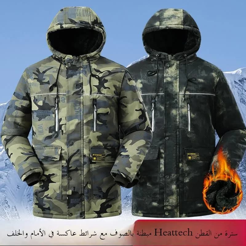 Winter Thickened Fleece Lined Cotton Workwear Coat Men's Outdoor Warmth Cold Resistant Long Jacket Business Casual Camouflage