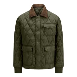 Winter New Fashion Men Green Black Turn-down Collar Long Sleeve Argyle Casual Trendy Simple Daily Parkas Male American Coats