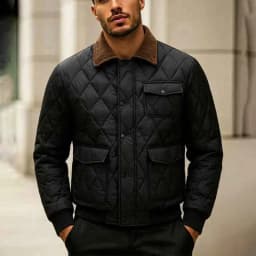 Winter New Fashion Men Green Black Turn-down Collar Long Sleeve Argyle Casual Trendy Simple Daily Parkas Male American Coats
