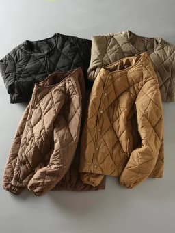Retro Japanese Style Cotton Jacket Unisex Diamond Stitching Warm Pure Color No Collar Cotton Outerwear for Autumn And Winter