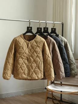 Retro Japanese Style Cotton Jacket Unisex Diamond Stitching Warm Pure Color No Collar Cotton Outerwear for Autumn And Winter