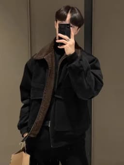 Retro American Workwear Jacket Collared Thickened Fleece Men's Winter Warm Cotton Coat High Street Style Casual Outerwear