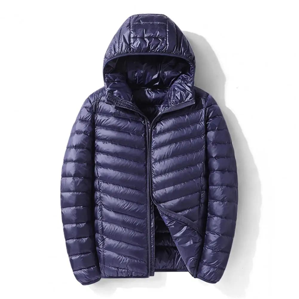 Snow-ready Down Parka Men's Lightweight Down Coat with Hood Warm Winter Jacket for Cold Weather Windproof Long Sleeve Outerwear
