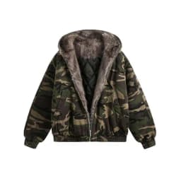 PFNW American Style Men's Padded Jackets Loose Fleece Camouflage Thickened Casual Zipper Hooded Male Coats New Tide 2024 CPG2404
