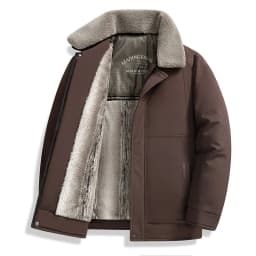 Winter Thick Warm Cotton Jacket Men Business Casual Faux Fur Lapel Collar Fashion Comfort For Elderly Fathers Daily Casual