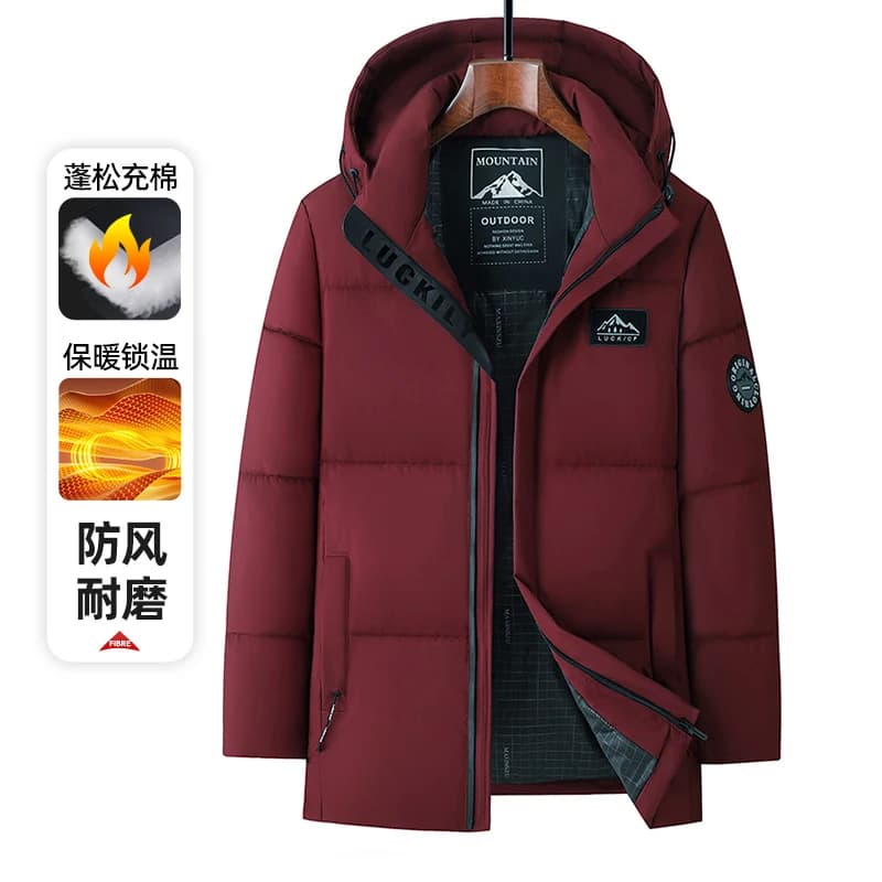 Business Casual Mid Length Parkas Outdoor Fashion Mens New Parkas Commuter Versatile Hooded Parkas Windproof Thickened Parkas