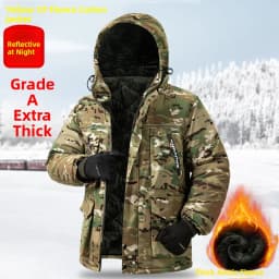 Thickened Camouflage Cotton Jacket Men's Winter New Style Waterproof Fleece-Lined Labor Protection Cotton Coat Cold Storage A...