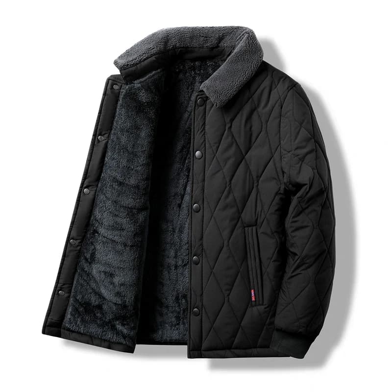 New Autumn/Winter Solid Color Fleece-Lined Thickened Warm Windproof Cotton Jacket Men's Casual Loose Sports Plus Size Outerwear