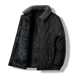 New Autumn/Winter Solid Color Fleece-Lined Thickened Warm Windproof Cotton Jacket Men's Casual Loose Sports Plus Size Outerwear