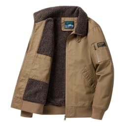 Men Lapel Pilot Workwear Cotton Coat Men Full Cotton Lamb Fleece Thick Parkas Men Oversize Casual Thermal Top Fur Collar Parkas
