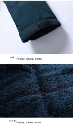 Mens Stylish Warm Parkas Autumn Winter Blue Plus Size Fleece Lined Parkas Zipper Loose Detachable Collar Solid Color Parkas