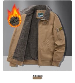 Fleece American Lapel Parkas Handsome Flight Jacket Autumn Winter Cotton Washed Workwear Jacket Men Casual Versatile Retro Coat