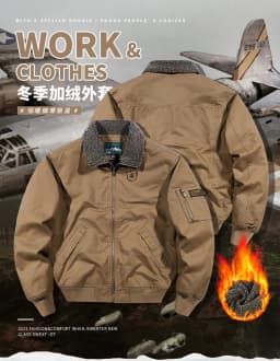 Fleece American Lapel Parkas Handsome Flight Jacket Autumn Winter Cotton Washed Workwear Jacket Men Casual Versatile Retro Coat