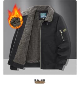 Fleece American Lapel Parkas Handsome Flight Jacket Autumn Winter Cotton Washed Workwear Jacket Men Casual Versatile Retro Coat