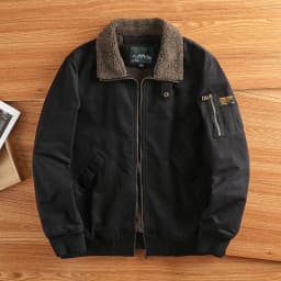 Lamb Velvet Jacket Men's Winter Fleece Lined Loose Workwear Stand Collar Jacket Cleanfit Style Long Sleeve Warm Casual Coat
