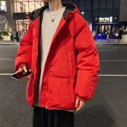 Hong Kong Style Men's Thickened Cotton Jacket Winter Casual Bread Style Color Coat Zipper Closure Loose Fit Youth Fashion
