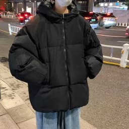 Hong Kong Style Men's Thickened Cotton Jacket Winter Casual Bread Style Color Coat Zipper Closure Loose Fit Youth Fashion