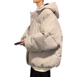 Hong Kong Style Men's Thickened Cotton Jacket Winter Casual Bread Style Color Coat Zipper Closure Loose Fit Youth Fashion