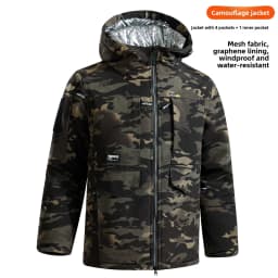 Thickened Camouflage Cotton Jacket Men's Winter Outdoor Wear Resistant Warmth Youth Zipper Closure Long Sleeve Standard Fit