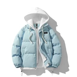 2026 Mens Winter Jacket And Coats Hooded Thicken Windbreaker Coats Fake Two Piece Parkas Outwear