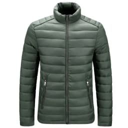 Men's Autumn and Winter New Lightweight Stand Collar Cotton Jacket, Solid Color Leisure Youth Multi-pocket Zipper Cotton Jacket