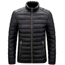 Men's Autumn and Winter New Lightweight Stand Collar Cotton Jacket, Solid Color Leisure Youth Multi-pocket Zipper Cotton Jacket