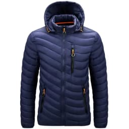 Men's Autumn and Winter New Lightweight Stand Collar Cotton Jacket, Solid Color Leisure Youth Multi-pocket Zipper Cotton Jacket