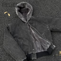 FEWQ American Style High Street Solid Color Washed Men's Plush Thick Cotton Clothing Casual Canvas Jacket 2026 Autumn New
