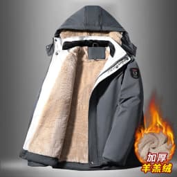 Windproof Warm Lamb Fleece Parkas Outerwear Mens Plus Size Cargo Cotton Jacket Windproof High Quality Hickened Padded Jacket