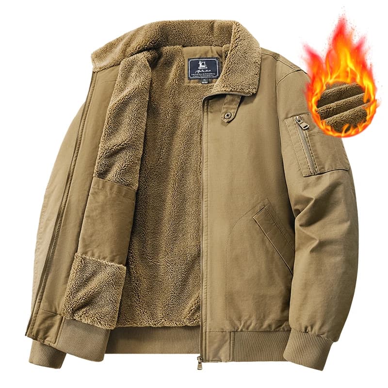 Mens New Thickened Fleece Lined Cotton Padded Jacket Winter Warm Coat For Middle Aged Elderly Men Casual Daily Thermal Male