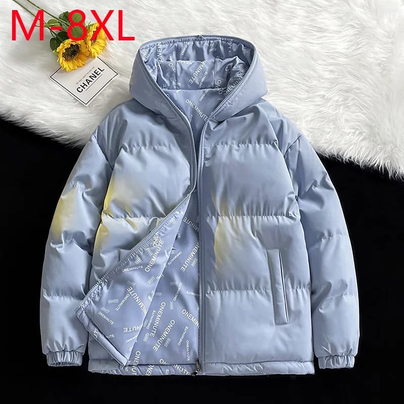 Winter Reversible Hooded Padded Jacket Men Women Thick Casual Streetwear