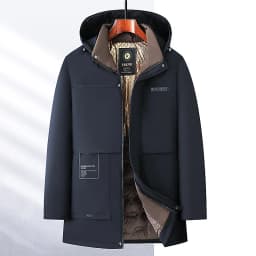 Men Winter Hooded Business Parkas Windproof Warm Fashion Versatile Casual Solid Color Parkas High Quality Men Hooded Warm Parkas