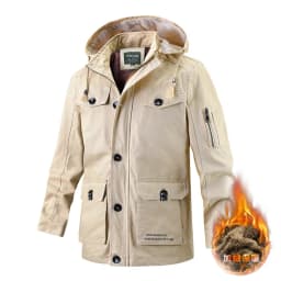 Men Winter Cotton Coat Male Fleece Lined Extra Thick Warm Jacket Plus Size Windproof Comfortable Durable Trendy Daily Parkas