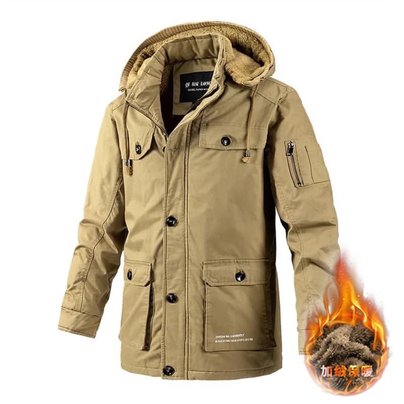Men Winter Cotton Coat Male Fleece Lined Extra Thick Warm Jacket Plus Size Windproof Comfortable Durable Trendy Daily Parkas