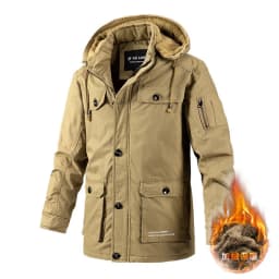Men Winter Cotton Coat Male Fleece Lined Extra Thick Warm Jacket Plus Size Windproof Comfortable Durable Trendy Daily Parkas