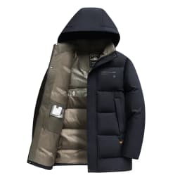 Men Mid Length Detachable Hooded Parkas Men Business Outerwear Men Slim Warm Padded Jacket Winter New Middle Aged Streetwear