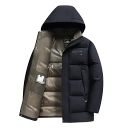 Men Mid Length Detachable Hooded Parkas Men Business Outerwear Men Slim Warm Padded Jacket Winter New Middle Aged Streetwear