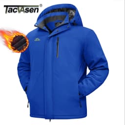 TACVASEN Mens Heavyweight Ski Jacket Waterproof Fleece Parka Detached Hood Windproof Placket Outdoor Coat Winter Warm 5 Pocket