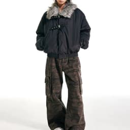 Mens Jackets Furry Faux Fur Casual Coats Spring Streetwear Grunge Punk Straps Fashion Warm Luxury Coats Men'S Clothing 2025 New