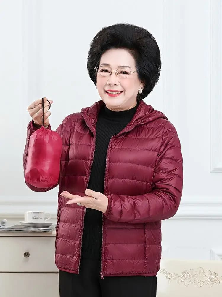 New Light Weight Short down Jacket for Middle Aged And Elderly Women Loose Fit Hooded Coat plus Size Cotton Outerwear