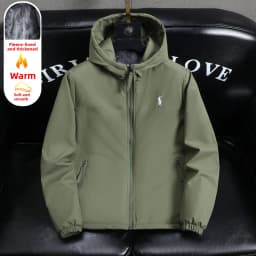 Men's Camouflage Fleece Lined Thickened Cotton Jacket Autumn Winter Warmth Outerwear Casual Zipper Closure Long Sleeve Coat